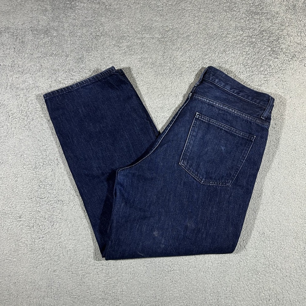 Uniqlo Loose Straight Jeans Mens 32 Dark Blue Mid Rise baggy wide #2527